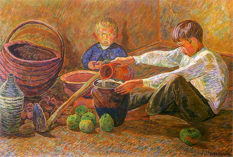 Zygmunt Waliszewski Boys and still life. France oil painting art